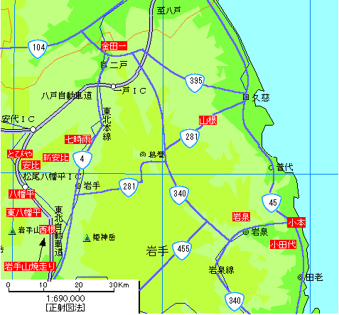 岩手北部温泉地図