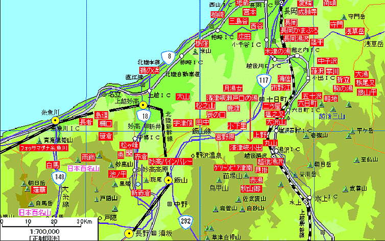 新潟南部温泉地図